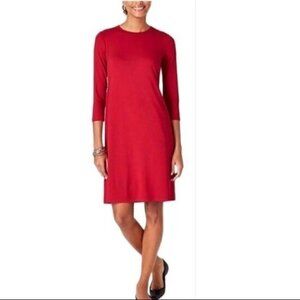 JJill women casual mini dress Red Long Sleeve S stretch office vacation soft